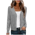 thumbnail image 1 of bbymog Veste en Denim à Manches Amincissantes pour Femme, Col à Revers Coloré, Gris, M, 1 of 5