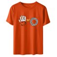 thumbnail image 5 of Dadaria Chemise Orange Femmes Hauts T-Shirt à Manches Courtes Col Ras du Cou Tee d'Été Empreintes de Mains Chandail Blouses L, 5 of 5
