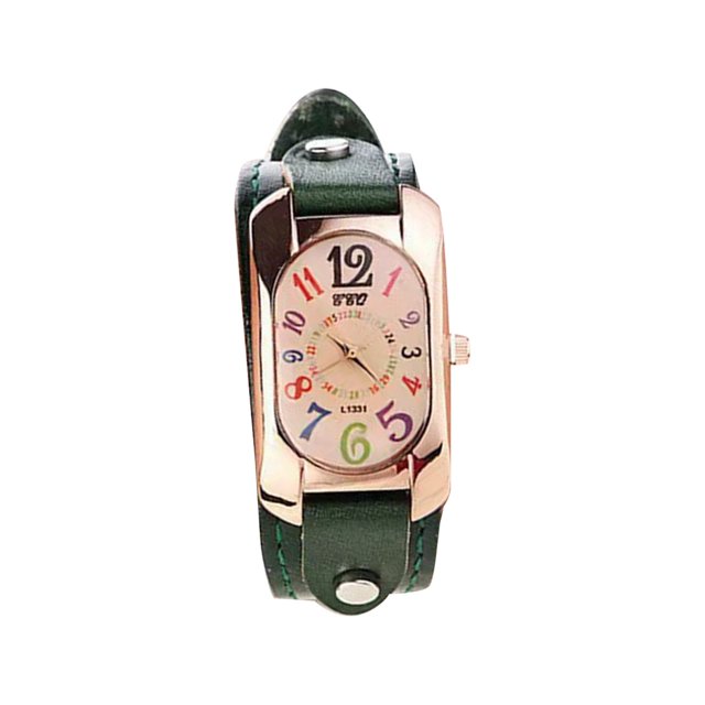 HBFAGFB Montre pour Femme Quartz Bracelet en Cuir Rectangulaire Montre Numérique Colorée Robe Mignonne g
