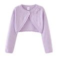 thumbnail image 2 of Besolor Girls Knit Cardigan Shrug Long Sleeve Button Closure Sweaters Cute Bowknot Front Cropped Tops Dress Cover Ups, 2 of 7