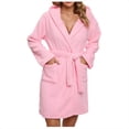 thumbnail image 1 of Ccpelsie Plush Soft Robes for Women Premium Fleece Womens Robe Cozy Fall Winter Warm Bathrobe with Pockets(Red,M), 1 of 3