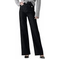 thumbnail image 4 of Weiqiqre Jeans for Womens Fall Fashion 2024 Mid Waisted Ripped Stretch Button Straight Full Length Pants On Sale, 4 of 8