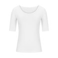 thumbnail image 4 of AherBiu T-Shirts pour Femmes Couleur Unie Manches 1/2 Col Rond Été Ajusté Extensible Confortable Basique, 4 of 6