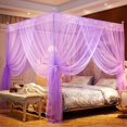 thumbnail image 1 of LNGOOR Cozy Pink Square Bed Canopy for Girls  Romantic Mosquito Net, 1 of 6