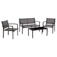thumbnail image 4 of CorLiving Everett 4-Piece Weather Resistant Steel Frame Outdoor Conversation Set with Mesh Seats, Chairs, Loveseat, and Coffee Table, Grey, 4 of 9