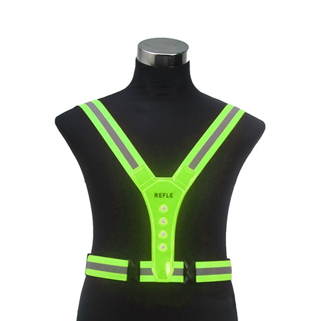 Gilet de Course Réfléchissant à DEL Haute Visibilité avec Conception Élastique Ajustable - Idéal pour les Activités Nocturnes en Jaune Fluorescent