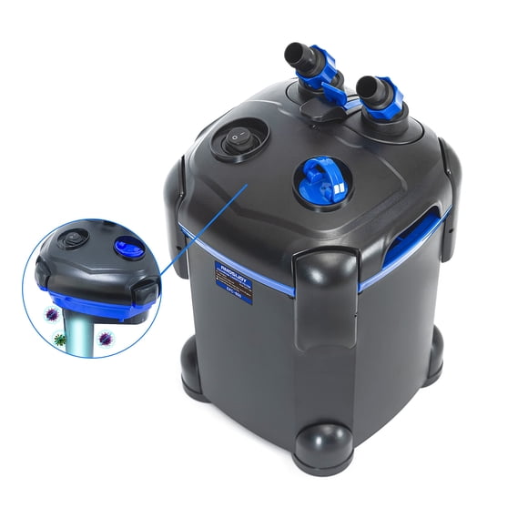 AMOSIJOY Filtre Traîneau 172GPH, Filtre d'Aquarium Externe Ultra-Silencieux avec Média Gratuit pour Grands Aquariums et Aquariums (172GPH)