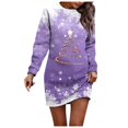 thumbnail image 1 of Kcodviy Robe d'Été à Imprimé de Noël pour Femme, Coupe Évasée, Col Rond, Longue, Vêtements d'Affaires d'Été pour Femmes, Manches, Ample, Sans Capuche, Décontractée, Mignonne, Robes de Cocktail pour Femmes, Robe D, 1 of 5
