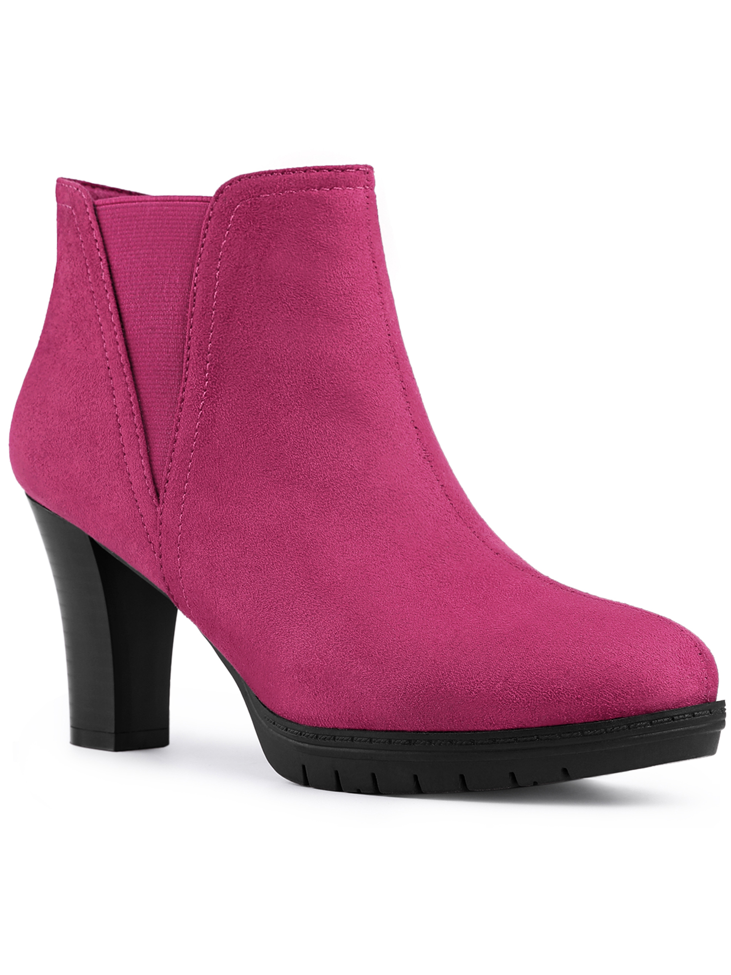Unique Bargains Women's Round Toe Chunky Heels Chelsea Ankle Boots
