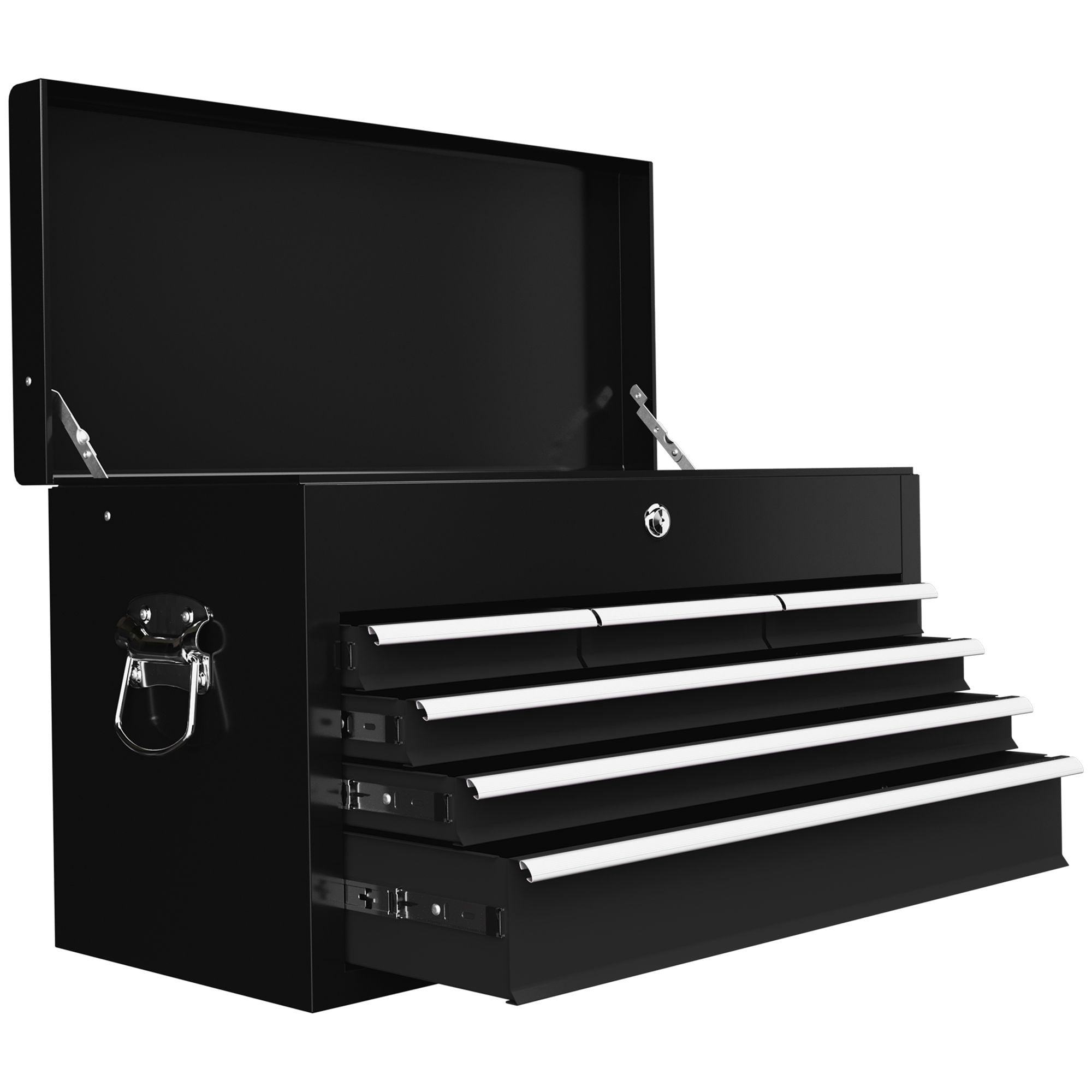 6 Drawer 24" Portable Tool Box with Top Case, Ball Bearing Slides, Metal Tool Chest for Garage, Household and Warehouse