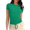 thumbnail image 2 of BVOFAR Hauts Côtelés d'Été pour Femmes 2025 Col Rond Manches Courtes T-Shirts Décontractés Confortables Coupe Ajustée, 2 of 5