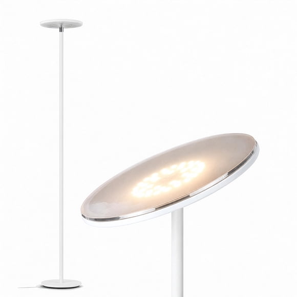 Brightech Sky LED Floor lamp, Torchiere Super Bright Floor Lamp for Living Room Decor & Office - Dimmable, Tall Standing Lamp with Warm Light for Bedroom & Rea