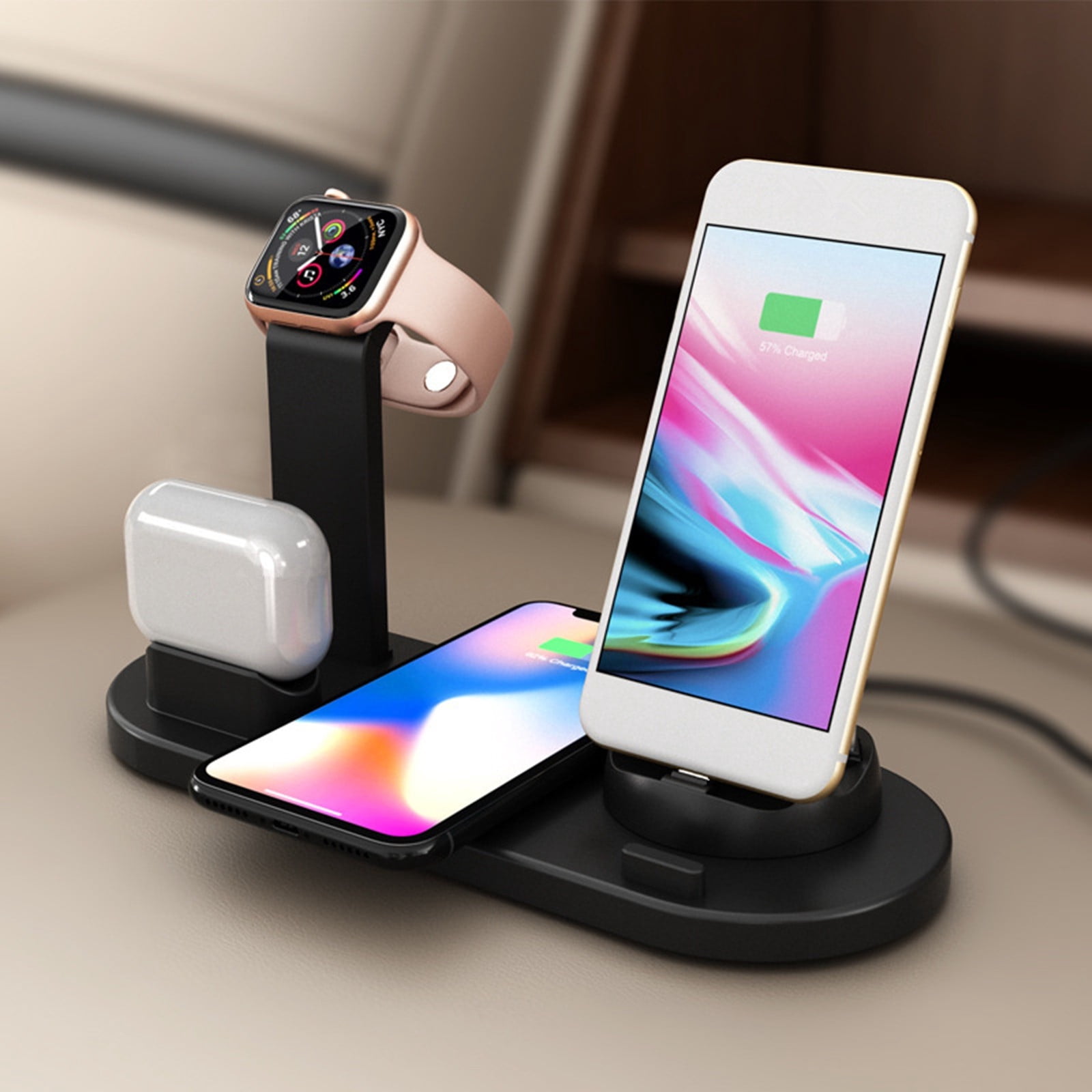 TopLLC 4 In 1 Wireless Charging Dock For Multiple Devices, Fast Wireless Charger, Multi-function Cell Phone Charger Stand