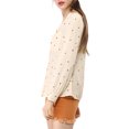 thumbnail image 4 of INSPIRE CHIC Women's 1950s Vintage Long Sleeve Printed Button Down Tops L Beige, 4 of 7