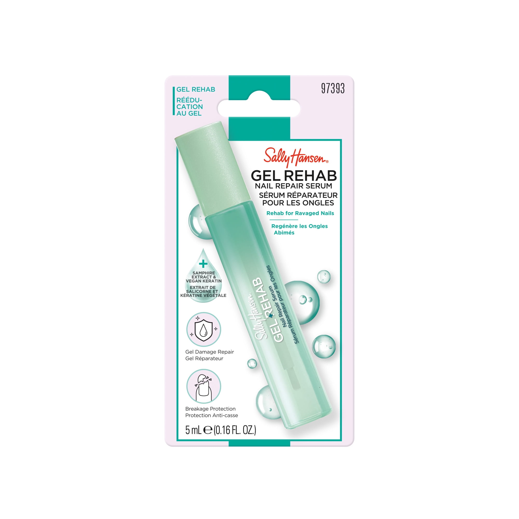 Sally Hansen Sérum de réparation d'ongles Gel Rehab, Soin des ongles, Vernis à ongles gel Réparation des dommages