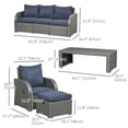 thumbnail image 3 of Outsunny Mobilier de Jardin avec Coussins, Bleu Foncé, 3 of 8