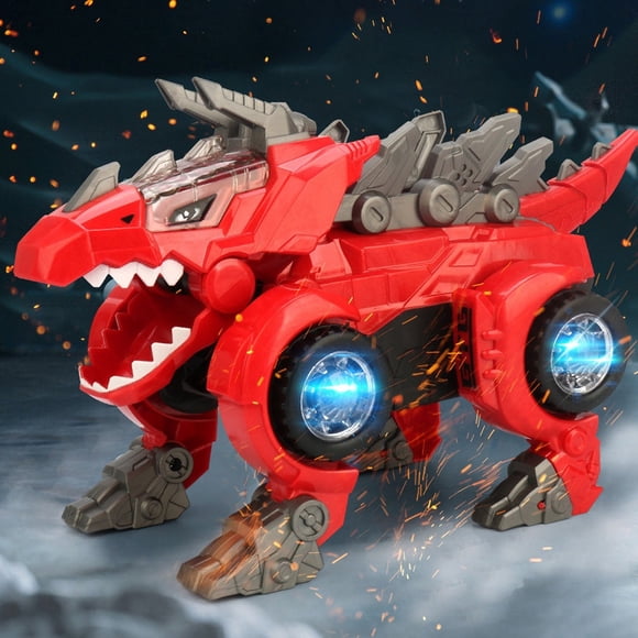 CQCYD Clearance Toys under $5 Dinosaur Toys for 3-6 Year Old Boys Transforming Car Toys with LED Light Dinosaur Toy Birthday Gifts for 4 5 6 7 Year Old Boy