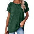 thumbnail image 2 of Timegard Hauts pour Femmes Décontractés Amples Confortables Col Rond Manches Courtes Fente Latérale Hauts T-Shirt Mode Été, 2 of 6