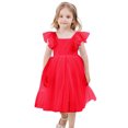 thumbnail image 3 of Elegant Girls Dresses Backless Tutu Ruffle Short Sleeve Square Neck Design for Kids Wedding and Special Events Clothing, 3 of 3