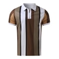 thumbnail image 2 of BOBOGOJP Polos pour Hommes Décontractés à Manches Courtes, Col à Carreaux, Polo avec Poches (Coffee,L), 2 of 5