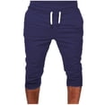 thumbnail image 1 of Posijego Men's Capri Joggers Drawstring Elastic Waist Sports Running Shorts Solid Color Casual Shorts, 1 of 4