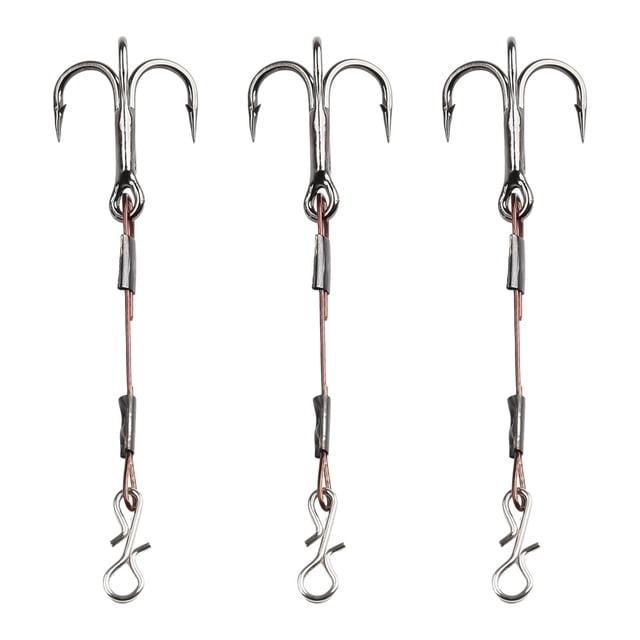 3 Pcs Leurres de Pêche pour Perche et Bar, Hameçons Triples en Acier Inoxydable