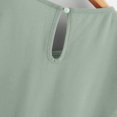 thumbnail image 4 of Chemise Décontractée pour Femme en Chiffon Uni à Manches Courtes et Col Rond, Blouse à Manches Courtes (Vert Armée, TG), 4 of 6