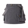 thumbnail image 1 of Girls Solid Color Cargo Skirt Low Waist Short Denim Jean Skirt, 1 of 5