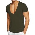 thumbnail image 1 of Deep V Neck T Shirt for Men Slim Fit Low Cut Vneck Tee Top Man Solid Color Summer Muscle Shirts, 1 of 4