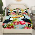 thumbnail image 4 of YST Palm Leaf Bed Sheets Set Queen Tropical Sheets Green Palm Fronds Pineapple Bird Printed Boys Girls Sheet Set, 1 Botanical Flat Sheet 1 Tropical Fitted Sheet 2 Pillowcases, 4 of 5