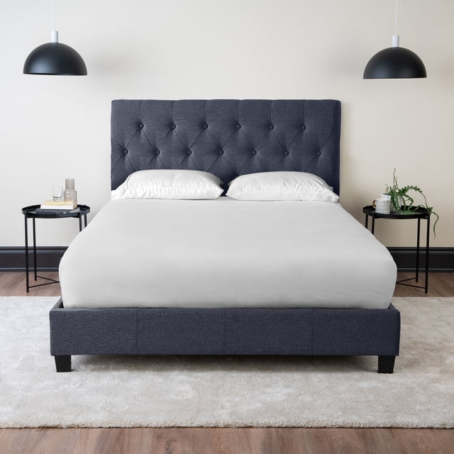 Cadre de Lit Diamond avec Tête de Lit - Grand Lit (Bleu)