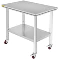 thumbnail image 1 of VEVOR Table de Travail en Acier Inoxydable 36x24 Pouces avec 4 Roues Table de Travail Commerciale pour Préparation des Aliments avec Roulettes Table de Travail Robuste pour Cuisine Commerciale Restaurant, 1 of 9