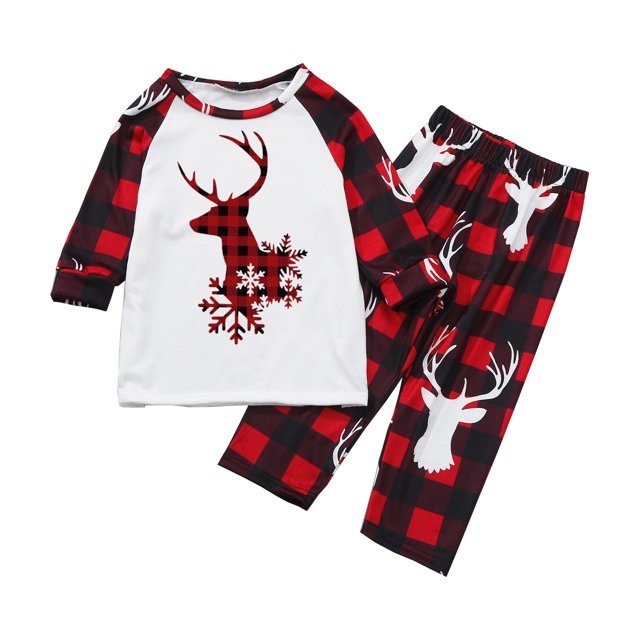 LSLJS Christmas Pajamas Pyjamas de Noël Assortis pour la Famille, Ensemble Assorti pour la Famille Pyjamas de Noël pour la Famille Ensemble Haut à Carreaux Rouges et Pantalon Long Ensembles de Vêtements de Nuit pour les Fêtes Ensemble de Vêtements de Nuit de Noël