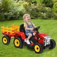 thumbnail image 3 of Costway 12V Kids Ride On Tractor with Trailer Ground Loader w/ RC & Lights Red, 3 of 10