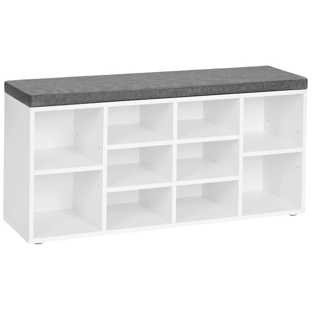 VASAGLE Banc à Chaussures, Banc de Rangement, Banc Porte-Chaussures, 10 Compartiments
