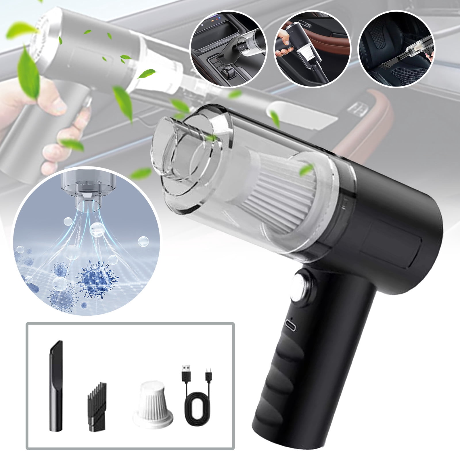 WIFKLSIIPG 1PC Car Vacuum Cleaner Cordless Portable Handheld Car Vacuum Cleaner Cordless Vacuum Cleaner Wet and Dry Handheld Vacuum Cleaner(Black)