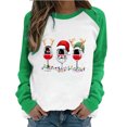 thumbnail image 1 of HKEJIAOI Femme T-Shirt à Manches Longues à Col Rond avec Imprimé de Verre de Vin de Noël, Coupe Décontractée, Joyeux Noël, 1 of 6