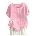 thumbnail image 1 of Pompotops T-Shirt Décontracté Ample en Lin pour Femmes Grande Taille Quotidien Boho Tunique, 1 of 4