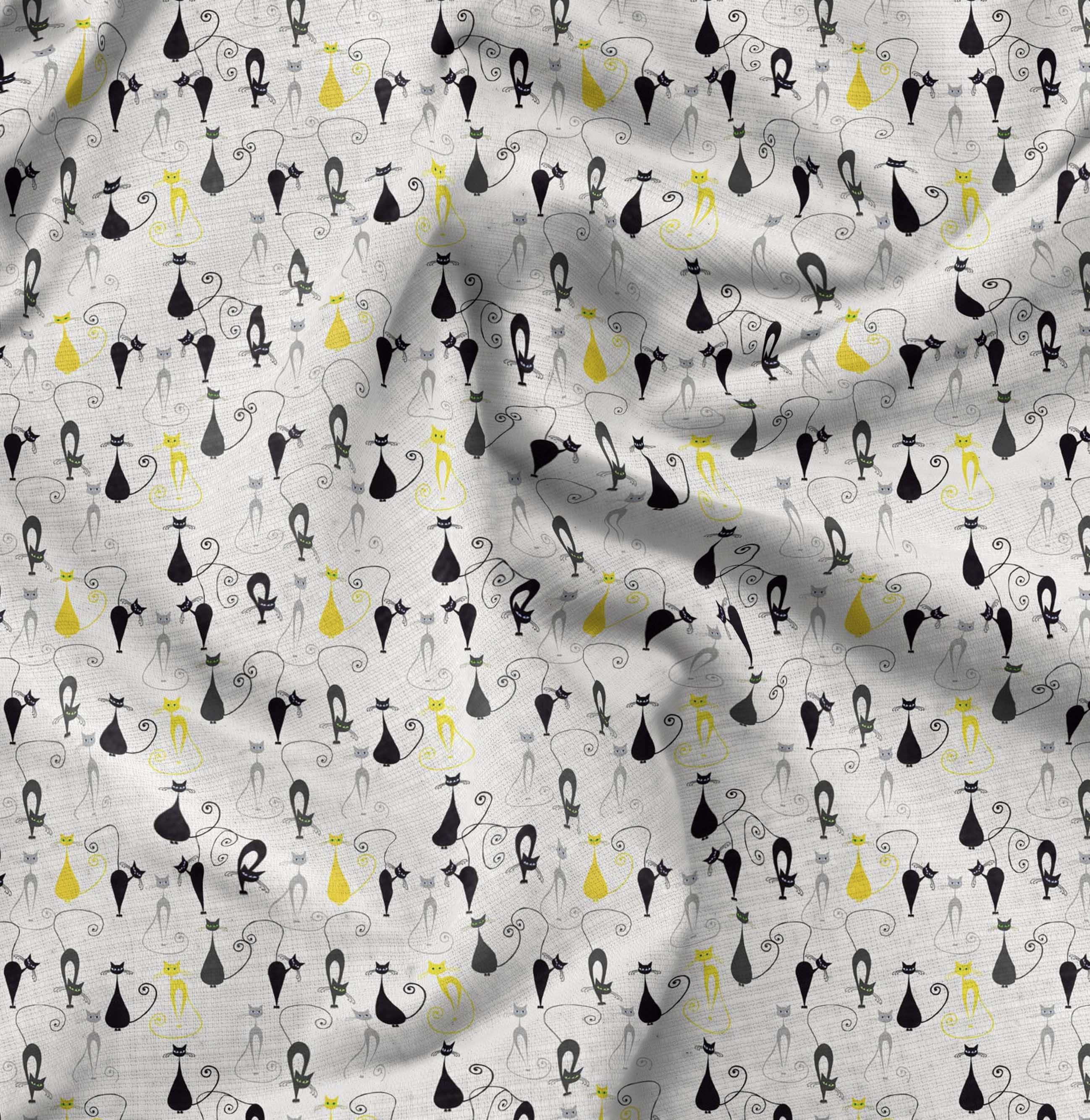 Soimoi Velvet Fabric Cat Animal Print Fabric by The Yard 58 Inch Wide