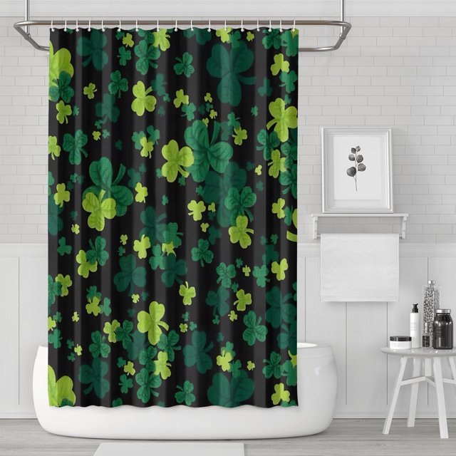 Ensemble de Rideau de Douche avec Doublure à Boutons-Pression, Feuille de Trèfle Chanceux Irlandais Vacances (2) Rideaux de Douche Doublure de Douche Imperméable, Doublure de Douche Décorative en Polyester, 72x72 Pouces