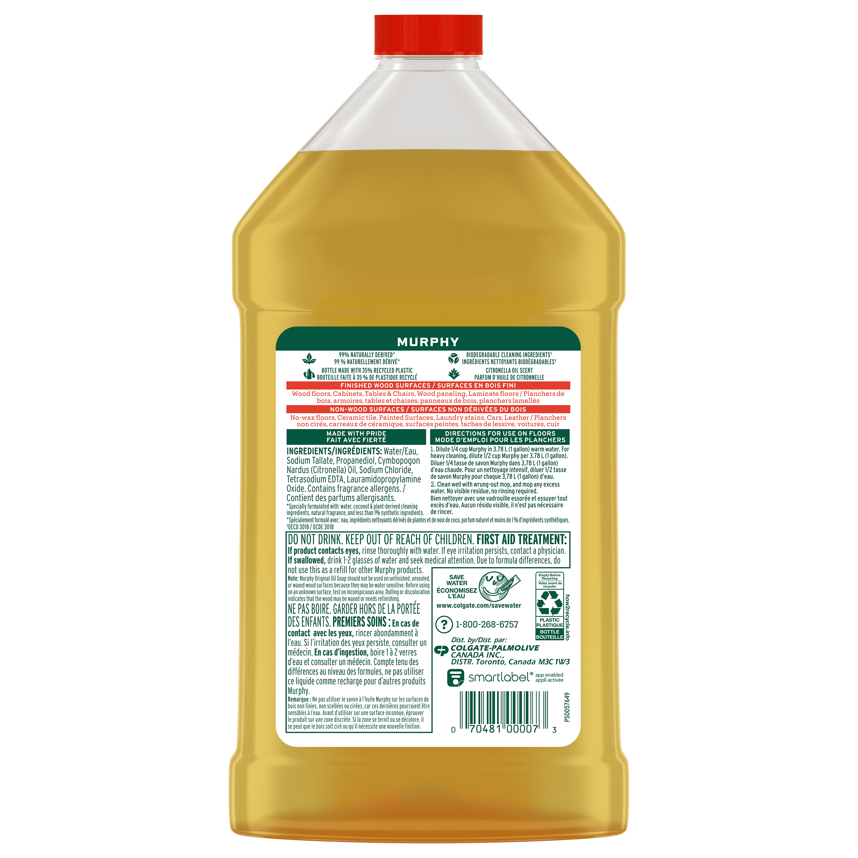 Savon à l’huile Murphy, formule concentrée, nettoyant bois, citronnelle, 946 ml