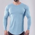 thumbnail image 3 of CEHVOM Men's Color Round Neck Fitness T-shirt Top, 3 of 3