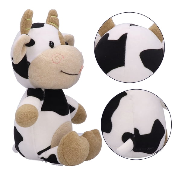 Jouet en Peluche Vache, Jouet en Peluche Vache Mignon Animal Dessin Animé Bétail Veau Poupée Jouet pour Enfants Cadeau d'Anniversaire