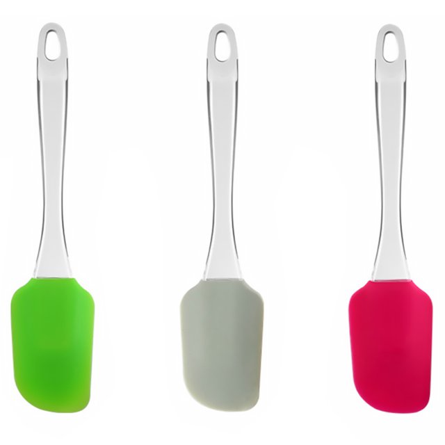 3pcs Long Handle Silicone Scraper Cream Spatula Baking Gadget Baking Supplies Kitchen Utensil for Home Bakery (Random Color)