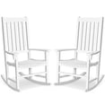 thumbnail image 1 of Gymax 2PCS Wood Rocking Chair Porch Rocker High Back Garden Seat Indoor Outdoor White, 1 of 10