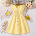 thumbnail image 2 of FhsagQ Robe pour Filles Filles Robe d'Été Décontractée Sans Manches Ligne A Boutonnée Ourlet à Volants Robes Rayées 8 12 Ans Robes de Pâques pour Filles 8-10 Ajustée Jaune 8-9 Ans, 2 of 9