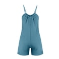 thumbnail image 3 of AherBiu Wide Leg Short Jumpsuits for Women Sleeveless Spaghetti Strap Summer Boho Rompers with Pockets, 3 of 5