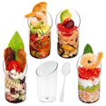 thumbnail image 4 of Cylinder Dessert Cups  Appetizer Cups Clear with Spoons for Mousse Wedding Party Decor  Clear Plastic Parfait Appetizer Cups for Tasting Sample Appetizers, 4 of 10