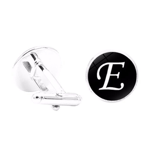 VONKY 1 Pair Men's Letter Cufflink Wedding Formal Initial Alphabet Stainless Steel Cufflink, Letter E