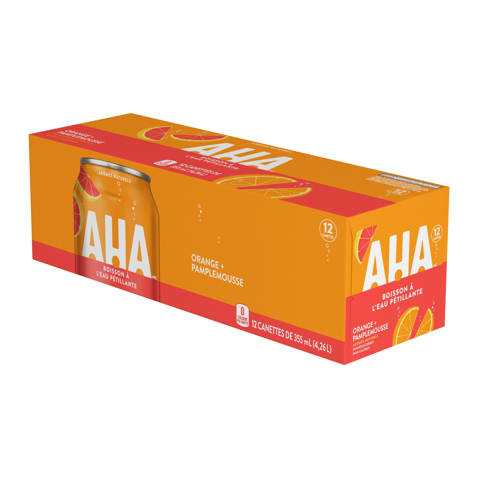 Aha Orange + Pamplemousse Fridge Pack Cannettes, 355 mL, 12 Pack